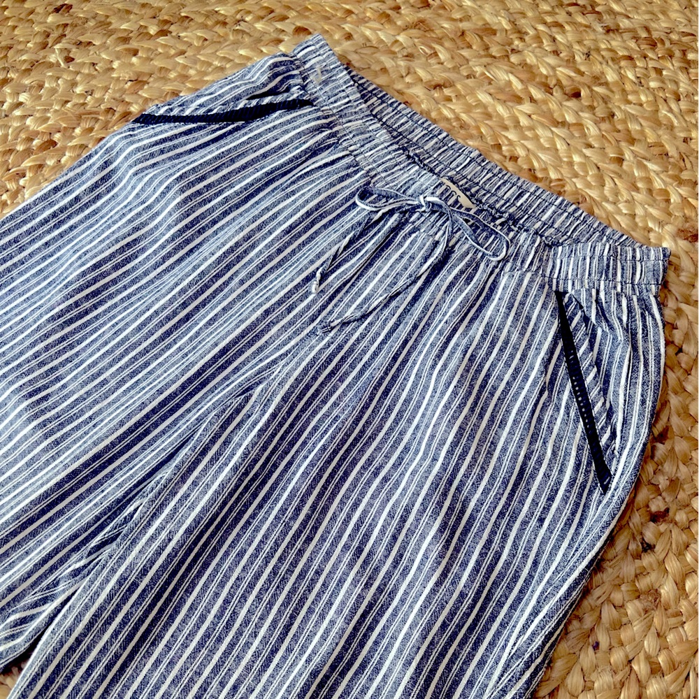 Briggs New York Navy and White Striped Drawstring Trousers
